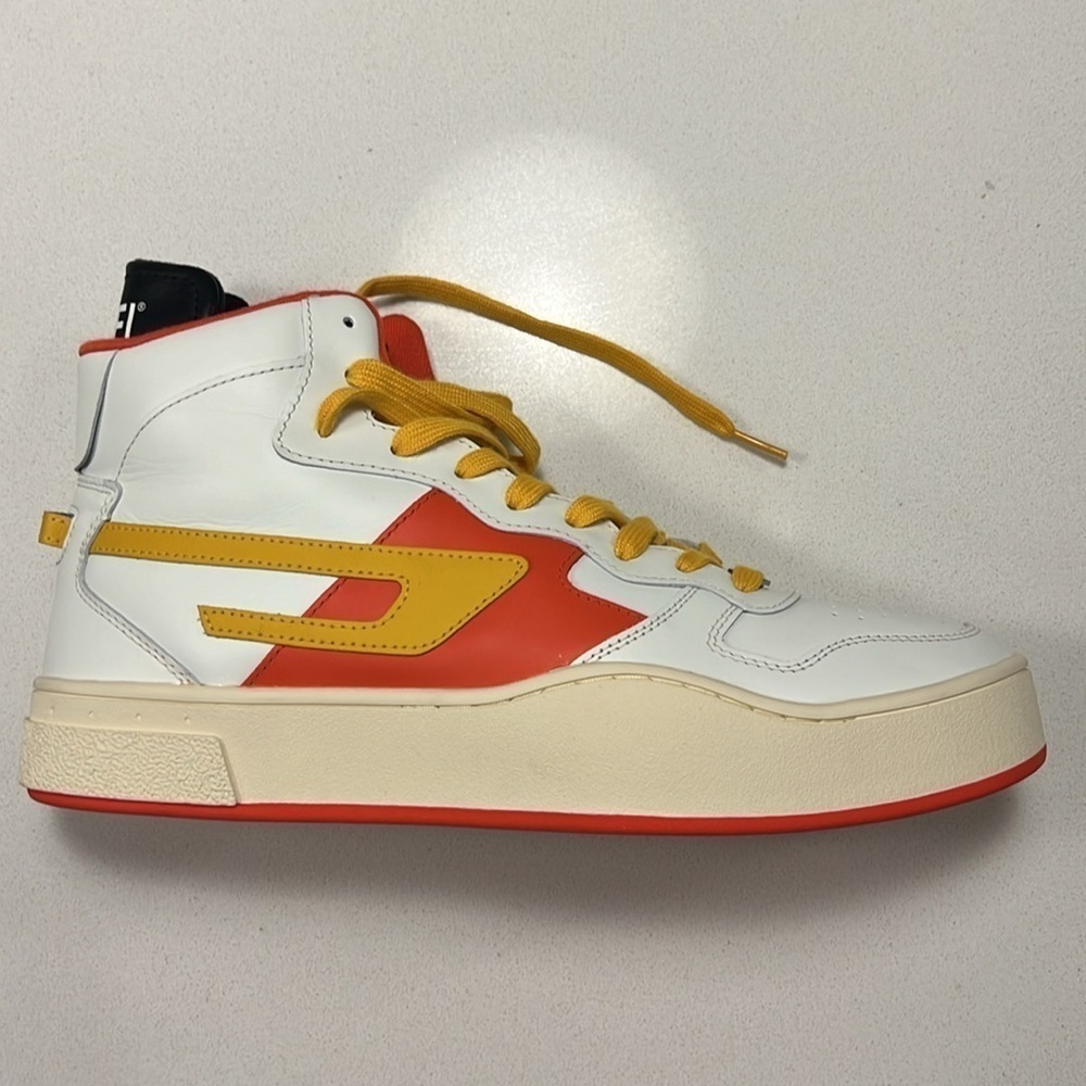 Mid Top Diesel Sneakers  White, Yellow, Red